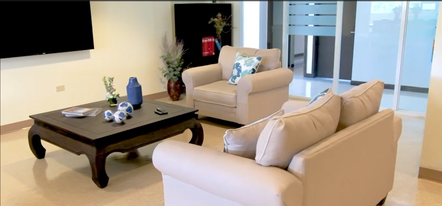 Elegante área social de Living Homes Puerto Rico con mobiliario cómodo, televisión, decoración moderna y espacios diseñados para la socialización y relajación de los residentes